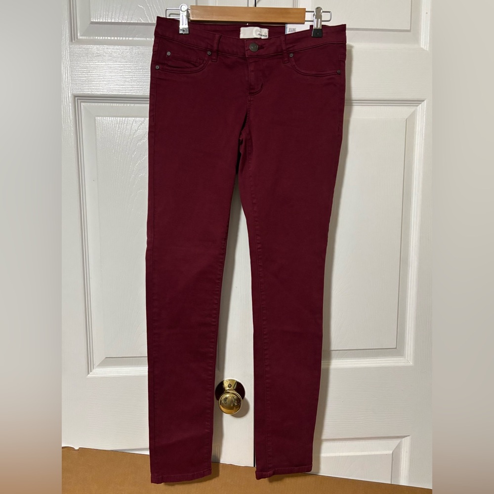 Garage Skinny Leg Jeans Denim Stretch Women's Burgundy Red Pants Festival Size 7